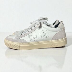 🌻P448 Soho Low Top White/Silver Sneakers Women's Size 38